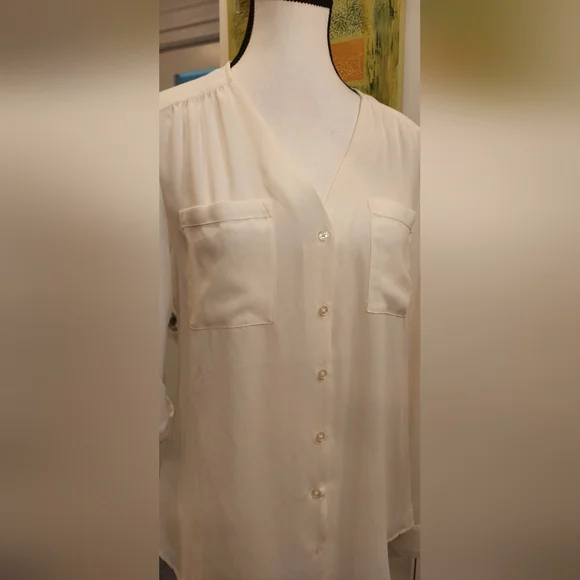 Express Cream Button Down Shirt - Picture 2 of 8